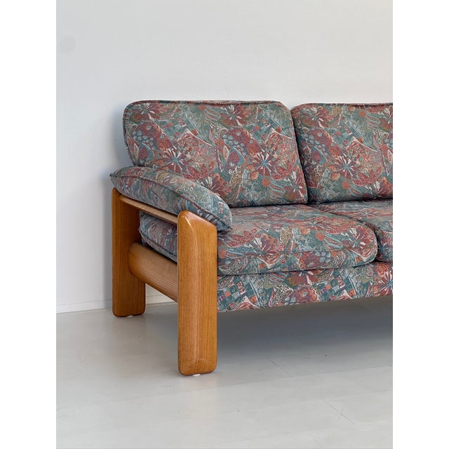 1970s Three-Seater Wooden and Fabric Sofa from Mobil Girgi, 1970s For Sale - Image 5 of 15