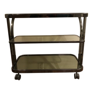 1970s Mid-Century Modern Morex Italian Bronze Metal 3 Tier Bar Cart For Sale