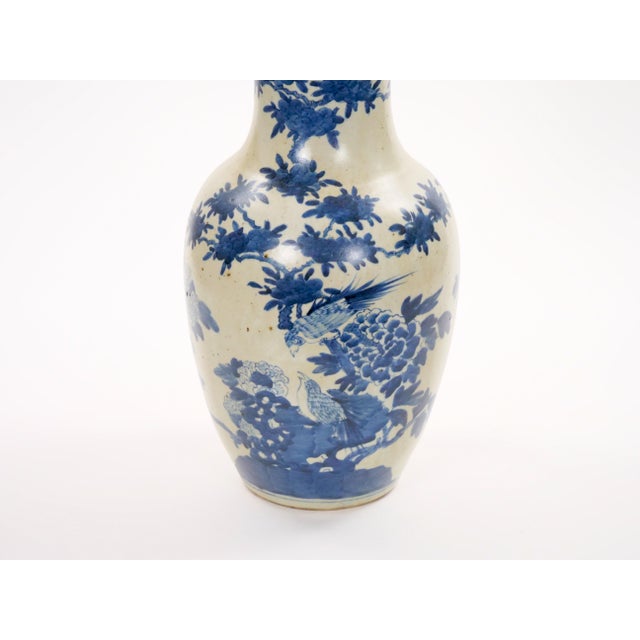 Chinese Blue and White Porcelain Decorative Vase/ Phoenix Decoration - 14 3/4 In For Sale - Image 4 of 8