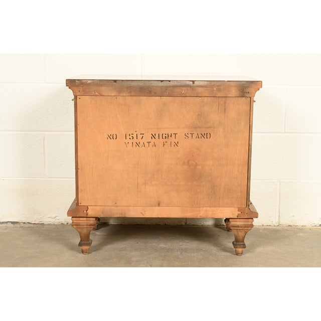 Karges Style French Regency Louis XVI Carved Fruitwood Bedside Chest or Nightstand, Circa 1960s For Sale - Image 12 of 13