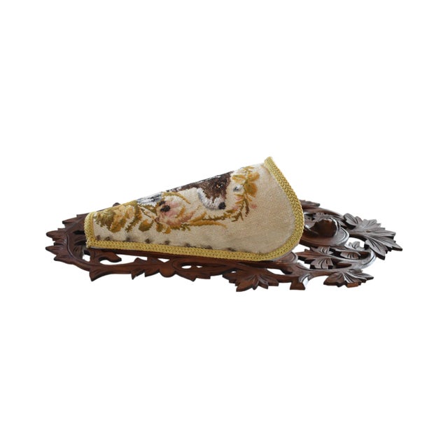 Antique 19th-Century Beaded Needlepoint Spaniel Dog Wall Pocket For Sale - Image 9 of 12