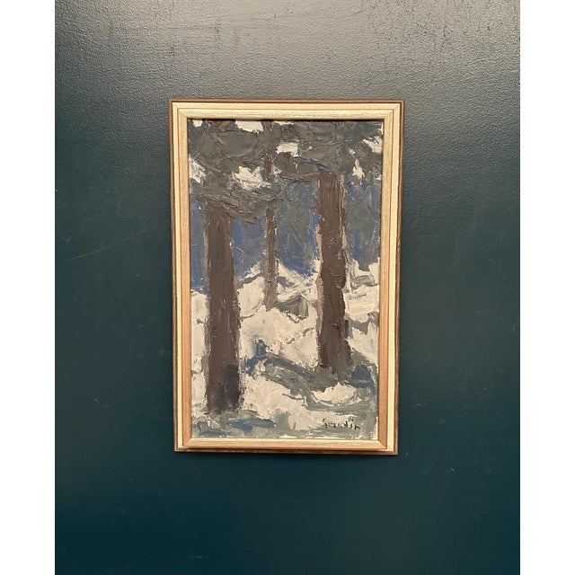 Original Vintage Swedish Oil on Panel – “Tre träd” by Svän Grandin – Signed – Vintage & Framed – 61 × 39 cm (24" × 15.4")...