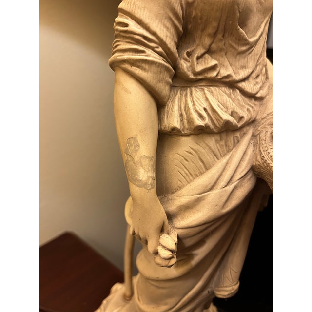 Early 20th Century Large Neoclassical Figural Table Lamps in Cast Stone, 36” – Pair For Sale - Image 11 of 12