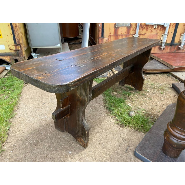 Vintage Rustic Farmhouse Dining Table With Two Benches For Sale - Image 10 of 12