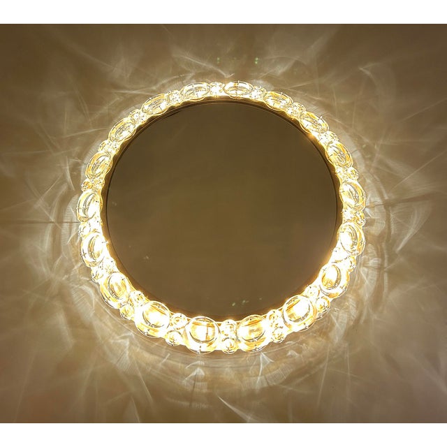 Vintage Illuminated Crystal Brass Mirror from Palwa, 1960s For Sale - Image 9 of 17