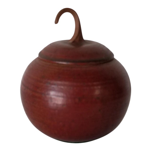 Vintage Apple Shape Art Pottery Jar With Lid/ Sold For Sale