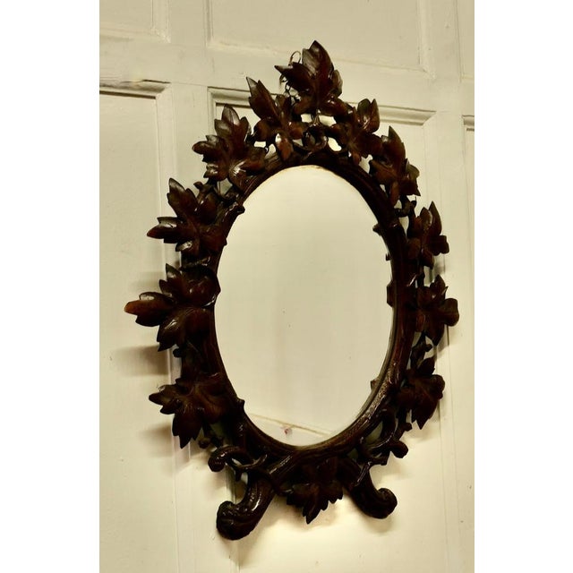 Black Forest Carved Oval Mirror, 1880 For Sale - Image 4 of 10