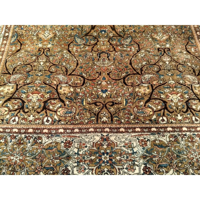 Persian 19th Century Persian Farahan Rug, Hand-Knotted Wool, Allover Floral Pattern, Camelhair & Blue, 5x7 For Sale - Image 3 of 18