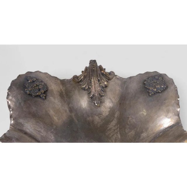 Vintage Silver-Plated Metal Fruit Bowl with Ornate Decorations For Sale - Image 6 of 7