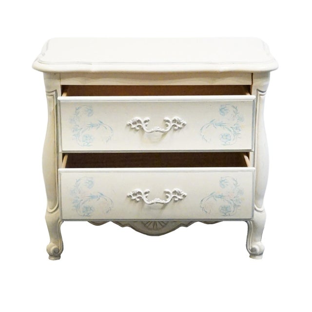 Late 20th Century Thomasville Furniture Debussy Collection Off White Painted French Provincial 29" Two Drawer Nightstand 9455-810 For Sale - Image 5 of 12