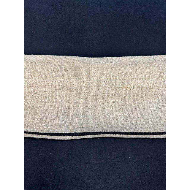 Contemporary Turkish Hemp Pillow Cushion Natural Beige Black Cushion Cover 14x45 For Sale - Image 3 of 4