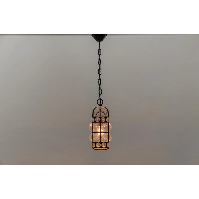 Mid-Century Modern Iron and Clear Bubble Glass Ceiling Lamp by Helena Tynell, Germany, 1960s For Sale - Image 3 of 18