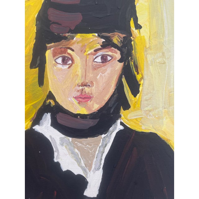 Portraiture Expressionist Portrait Acrylic Painting of a Young Girl Wearing a Scarf For Sale - Image 3 of 11