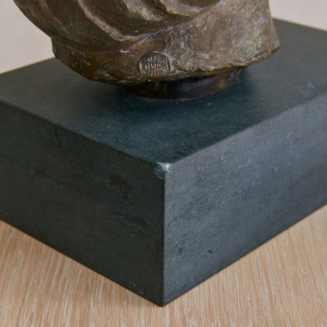 Black Mid-Century Cast Bronze Bust, Signed E. Gallay with Pastori Foundry Mark For Sale - Image 8 of 8