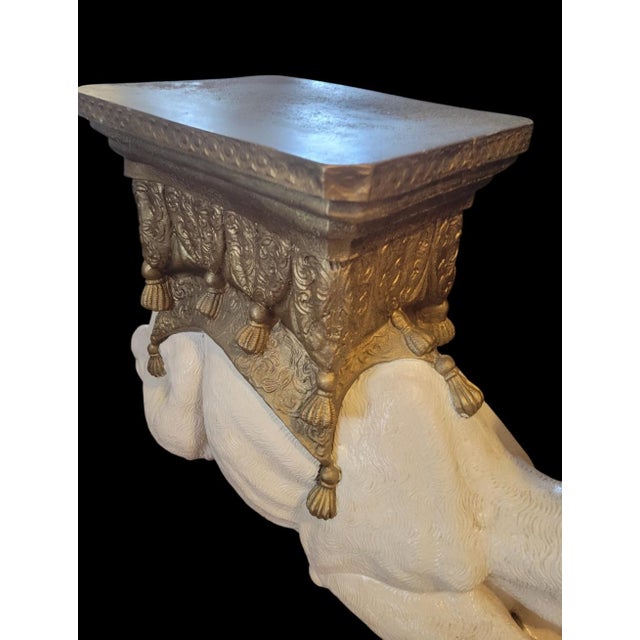 1980s Large Vintage Plaster Camel Palm Beach Regency Garden Stool For Sale - Image 5 of 11