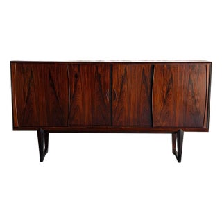 Rosewood Highboard Sideboard Cabinet With Sculptural Base Crafted in Denmark 1960s For Sale