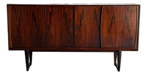 Rosewood Highboard Sideboard Cabinet With Sculptural Base Crafted in Denmark 1960s
