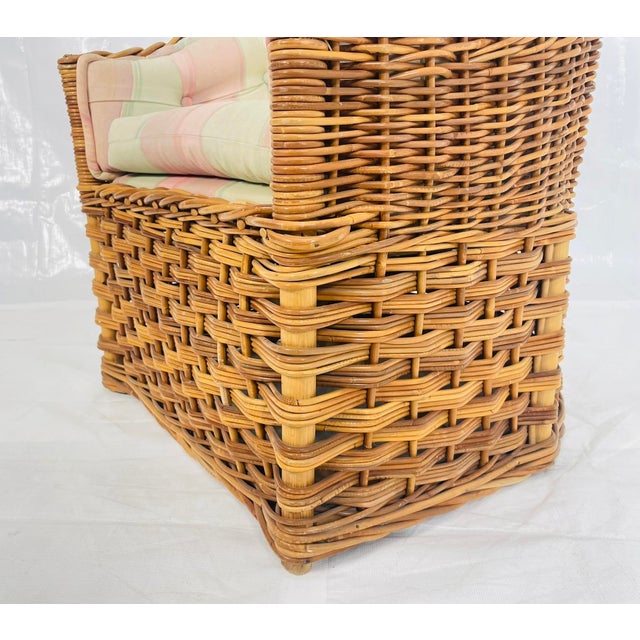 1980s Wicker Works Barrel Lounge Chair With Original Upholstery, Usa For Sale - Image 9 of 18