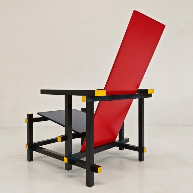 Red and Blue Maestri Series Armchair by Gerrit Thomas Rietveld for Cassina, 1980s, in Very Good conditions. Designed 1920...