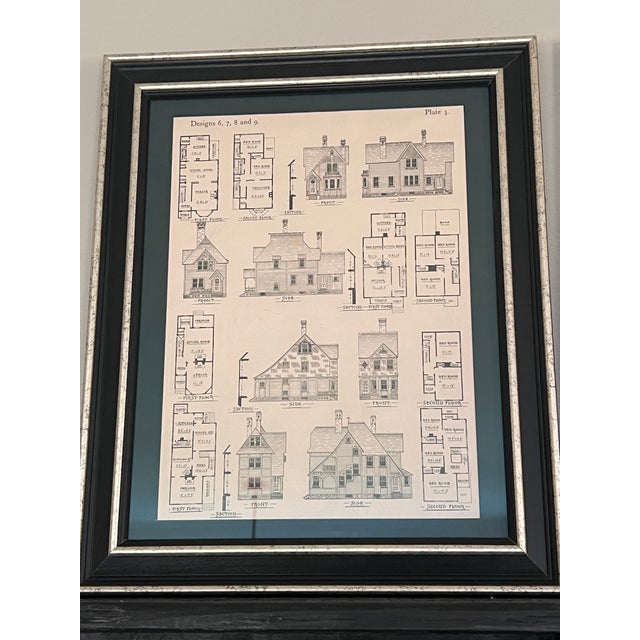 Wood Frame Architecture Prints Set of 2 - Authentic Antique Prints 1887 For Sale - Image 7 of 7