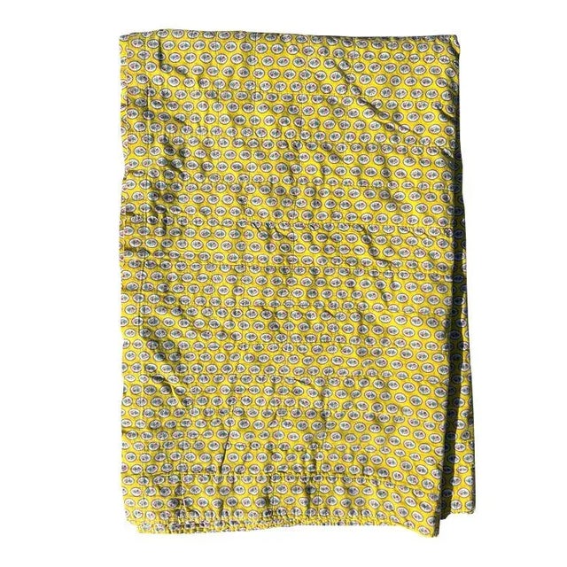 Textile Vintage Egyptian Matelasse Quilted Coverlet or Throw in Blue and Yellow For Sale - Image 7 of 8