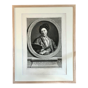 Antique Engraving Portrait of Artist Bon De Boullongne