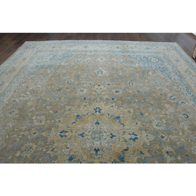 1970s Vintage Persian Handmade Wool Cotton Brown Area Rug For Sale - Image 10 of 11