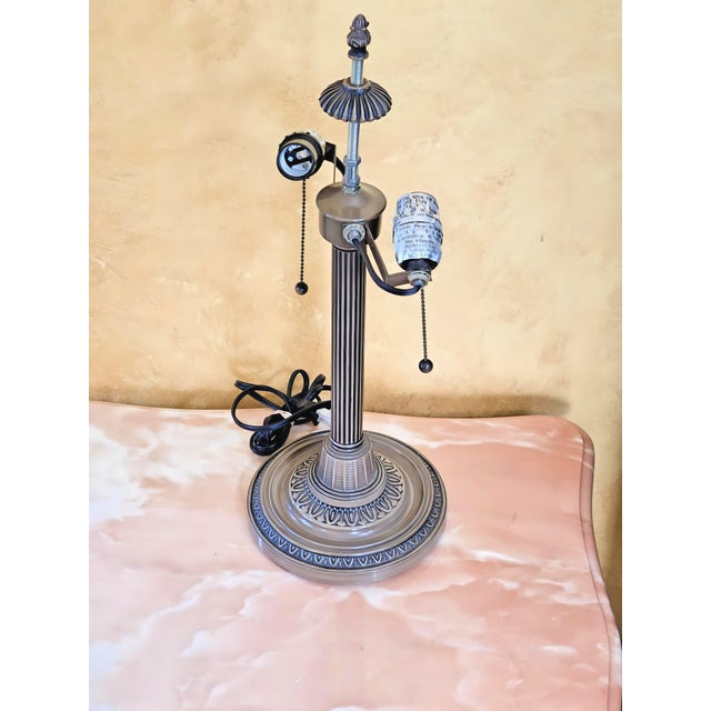 Mid-Century Modern Vintage Desk Lamp With Frosted Glass Shade and 2 Pull Chain Switches For Sale - Image 3 of 12