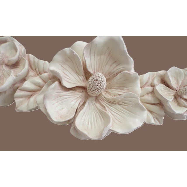 Cream Mid 20th Century 3 Flowers in Soft Earth Tones in a Vintage Plaster/Ceramic Floral Relief Wall Hanging For Sale - Image 8 of 10