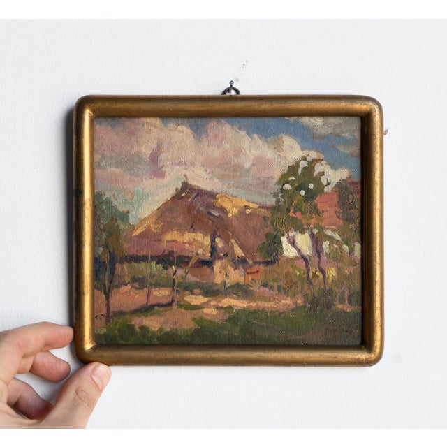 Impressionist Small Impressionist Rural Landscape, Original Vintage Polish Oil Painting, 1930s For Sale - Image 3 of 6