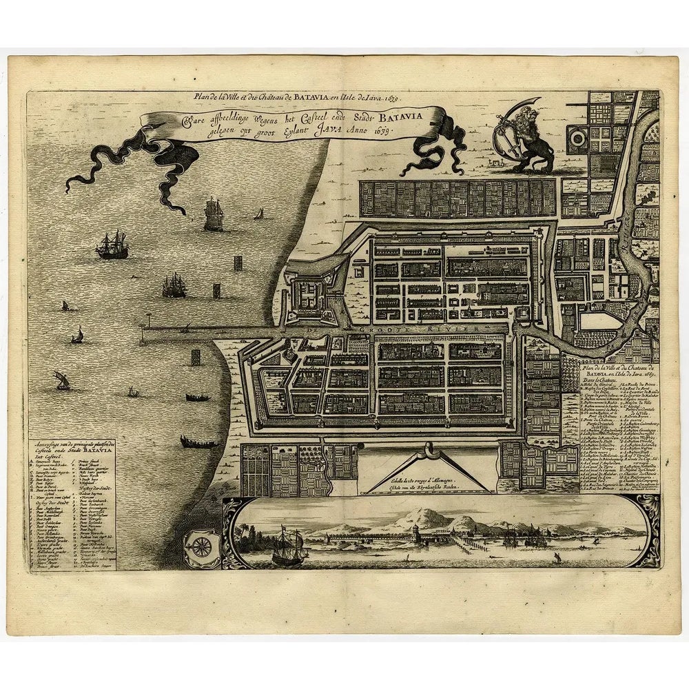 Antique Map of Batavia in Dutch East Indies, 1669 | Chairish