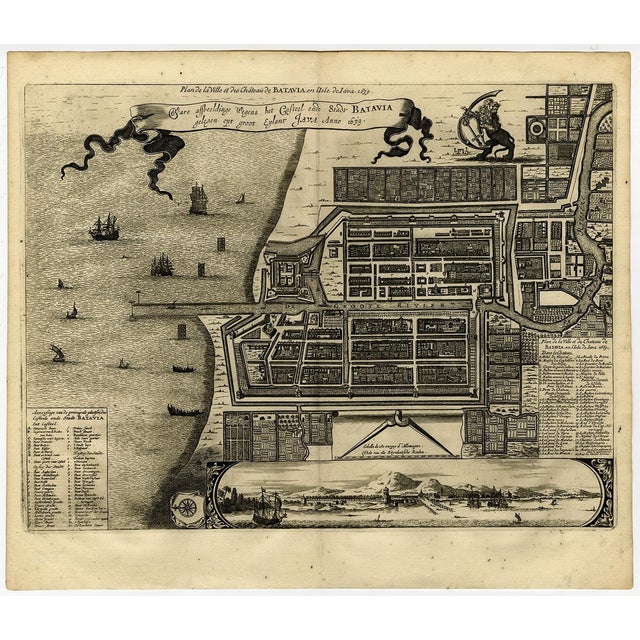 Antique Map of Batavia in Dutch East Indies, 1669 For Sale
