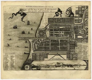 Antique Map of Batavia in Dutch East Indies, 1669