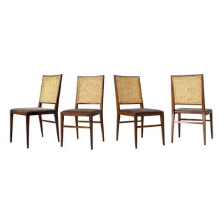 Brazilian Modern Set of Four Rosewood & Cane Dining Chairs by Celina, Brazil, 1960s - Lot 564B For Sale