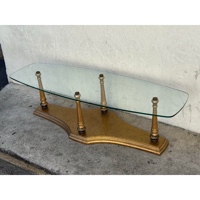 Burnished Gold + Glass Coffee Table For Sale - Image 4 of 12