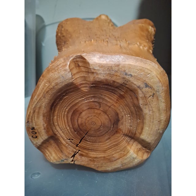 Mid-Century Modern Vintage Handcarved Large Burl Wood Basket For Sale - Image 3 of 12