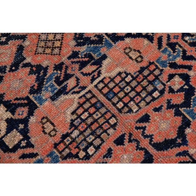 Textile Antique Malayer Handmade Allover Motif Blue and Rust Wool Runner For Sale - Image 7 of 9