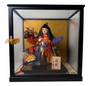 Japanese Gogatsu Warrior Doll in Glass Display Case, 1980