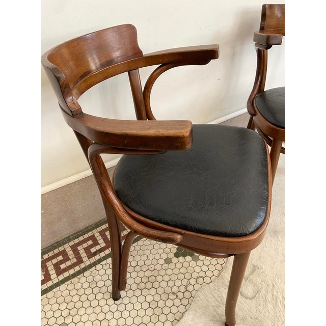 Vintage Mundus Steam Bentwood Captain's Dining Chairs - A Pair For Sale - Image 10 of 16