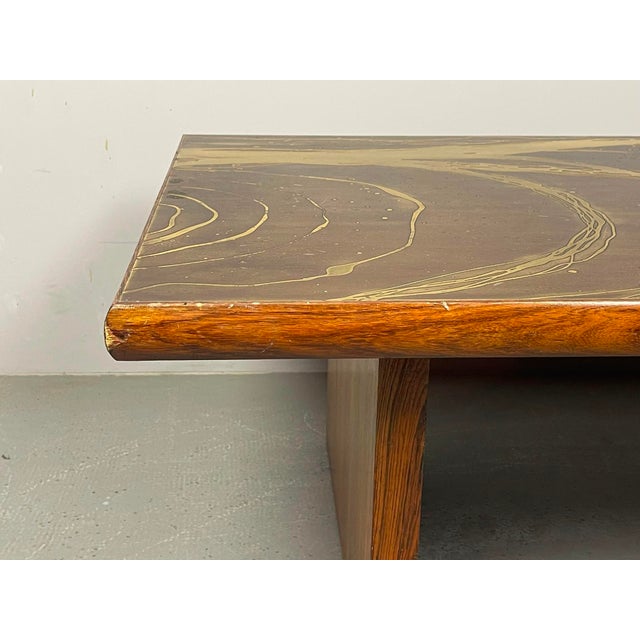 Artistic Brutalist Brass-Etched Coffee Table in the style of Bernhard Rohne, Germany, 1960s For Sale - Image 13 of 17