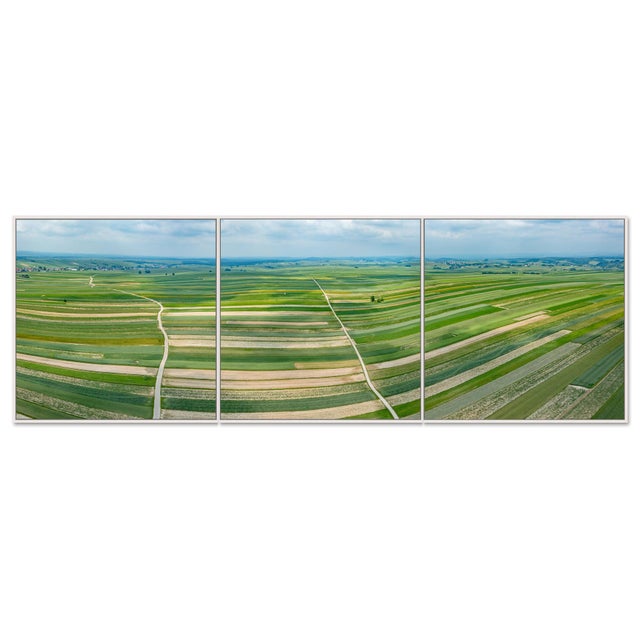 Contemporary "Stripes_of_Suloszowa_001" Triptych Aerial View Limited Edition Photograph by Bernhard Lang For Sale - Image 3 of 7