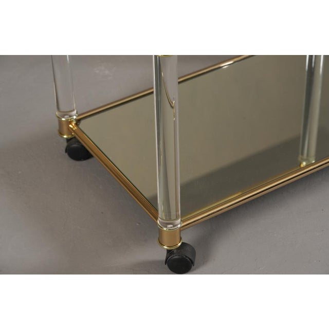 Vintage Brass and Acrylic Serving Trolley, France, 1960s For Sale - Image 6 of 9