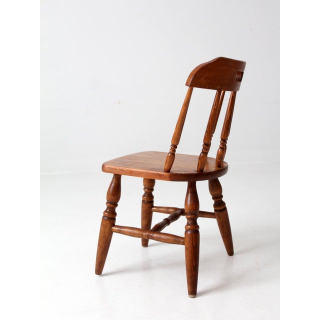 Brown Mid-Century Early American Style Children's Wood Chair For Sale - Image 8 of 11