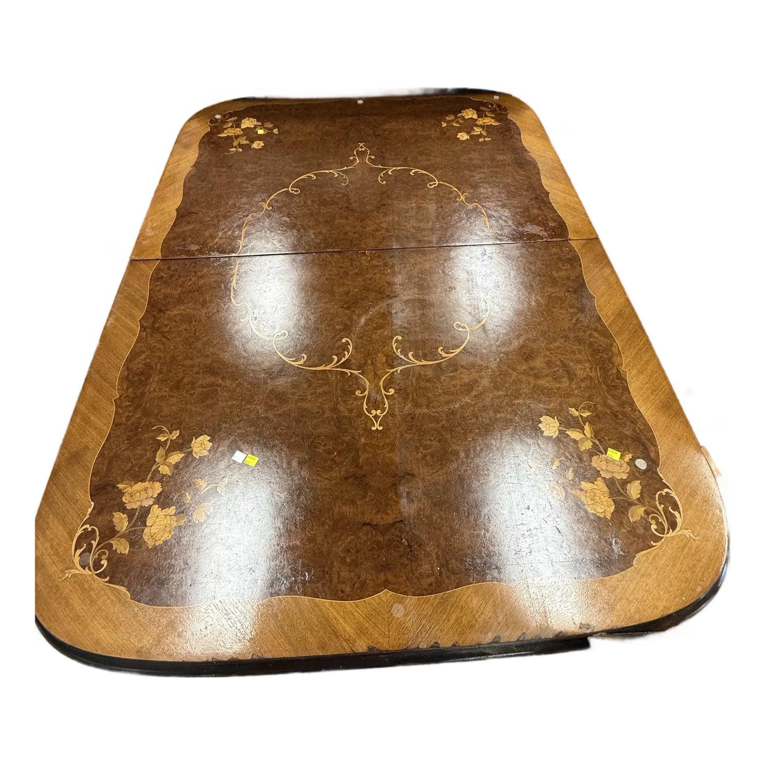 Walnut Burlwood Inlay Table 19th Century Rococo Revival | Chairish