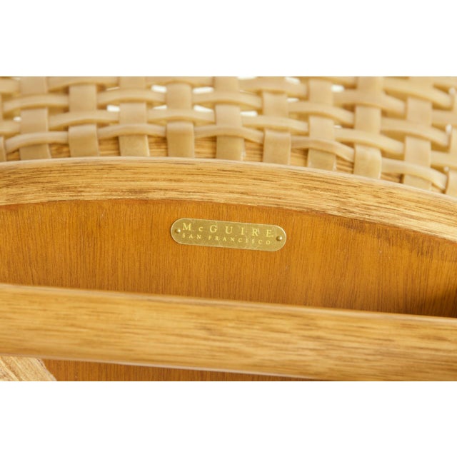 Tan Pair, McGuire San Francisco Woven Rawhide Counter Stools, Late 20th Century For Sale - Image 8 of 10