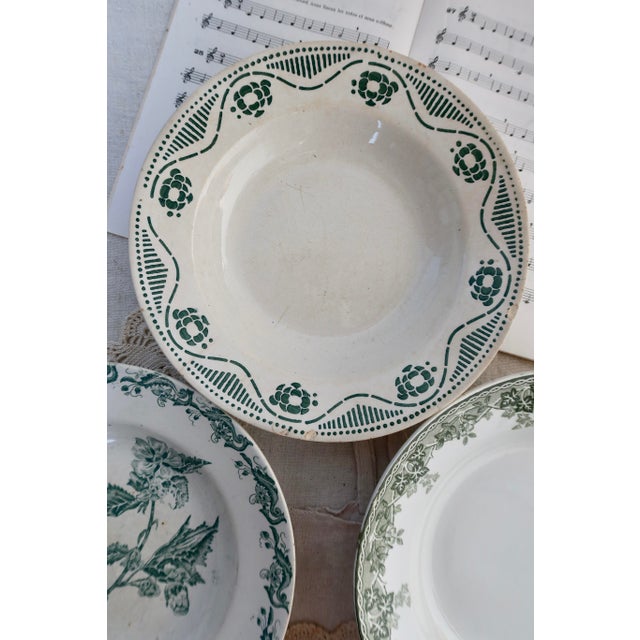 Green Earthenware Soup Plates from Gien, 1940s, Set of 4 For Sale - Image 10 of 16