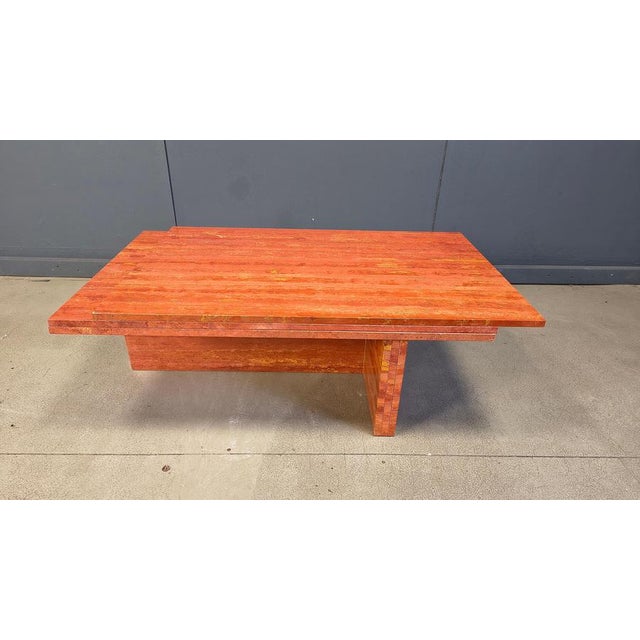 Red Travertine Coffee Table, 1970s For Sale - Image 12 of 14