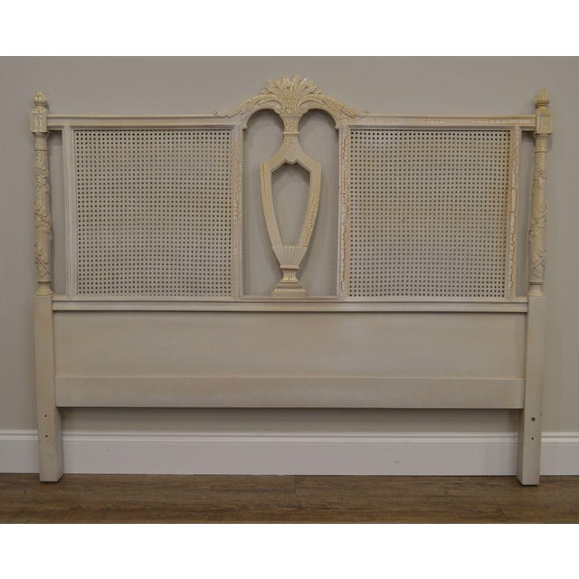 French Country White Painted Caned Queen Headboard Chairish