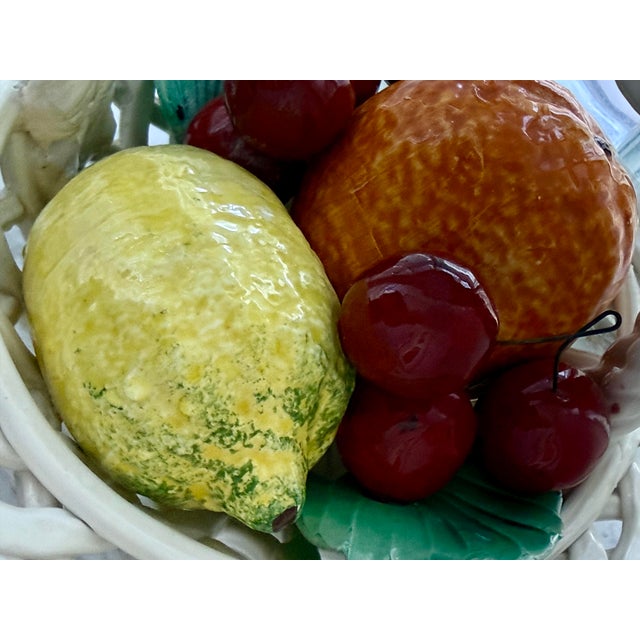 Vintage 1970’s Italian Ceramic, Majolica Fruit Basket, in the Style of Bassano For Sale - Image 4 of 12