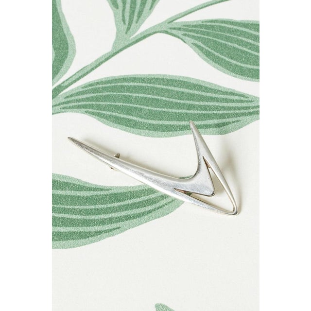 Mid-Century Modern Vintage Silver Brooch by Poul Warmind, 1950s For Sale - Image 3 of 6